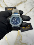 Patek Philippe Nautilus Perpetual Calendar - sunburst blue horizontally embossed dial