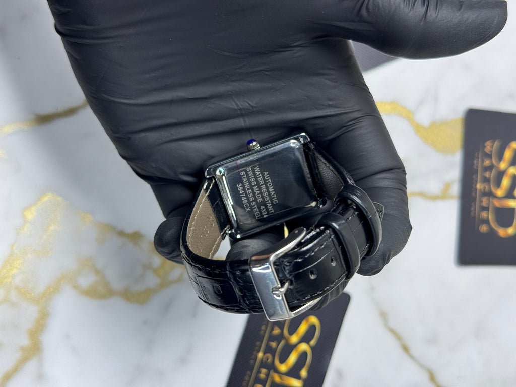 Cartier Tank plain Silver Black
