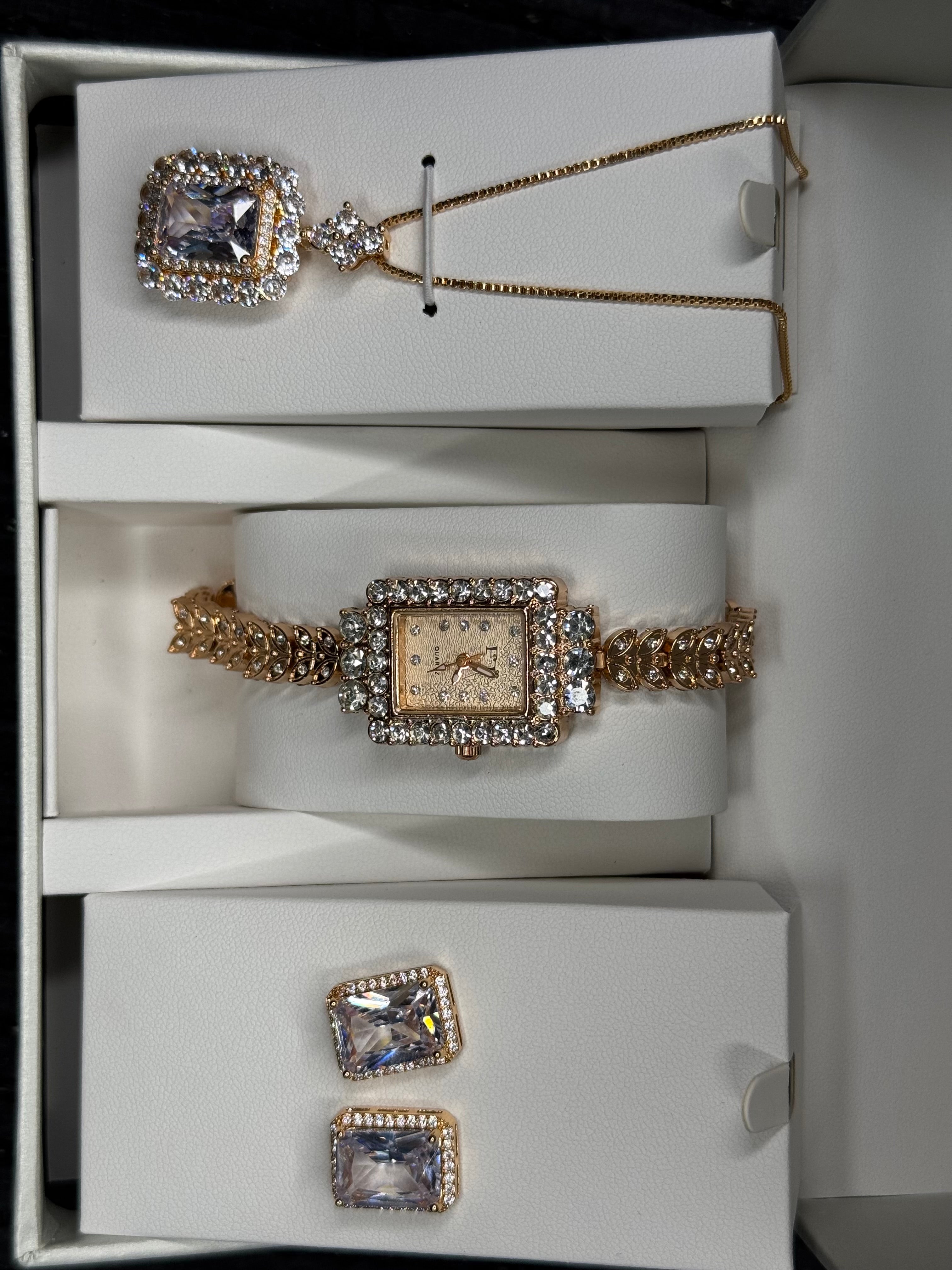 Watch with jewelry set