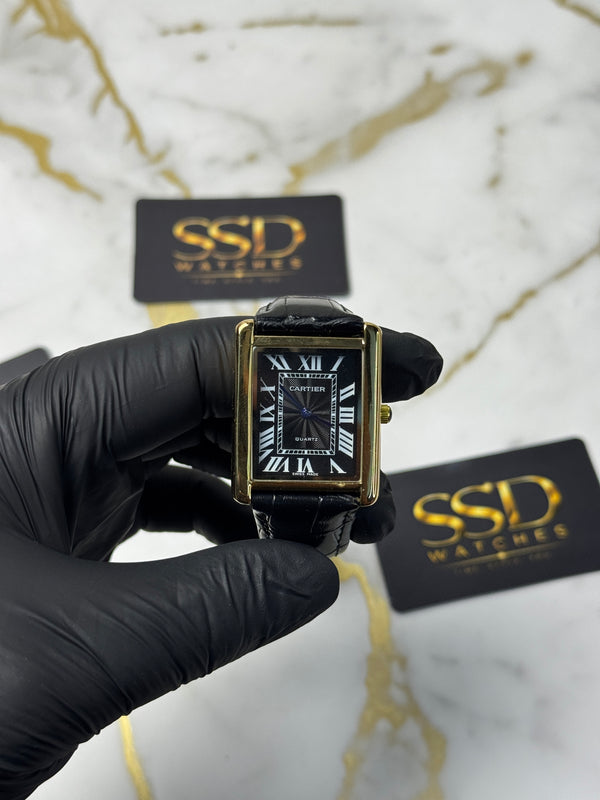 Cartier Tank Roman Black Gold