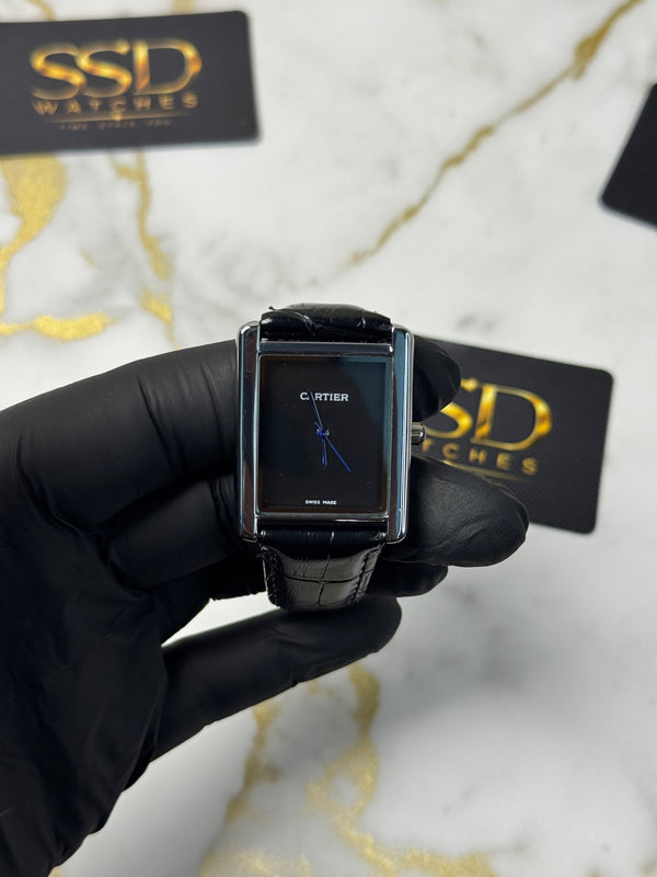 Cartier Tank plain Silver Black